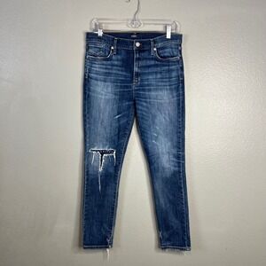 AGOLDE Jeans High Rise Crop Size 30 Straight Leg Patched Sashiko Dark Wash